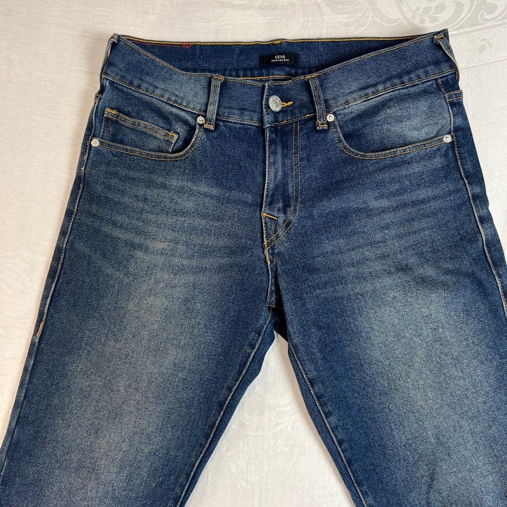 True Religion Geno Jeans Mens 32W Relaxed Slim Blue Wash‎ Denim Y2K Punk - Picture 2 of 13
